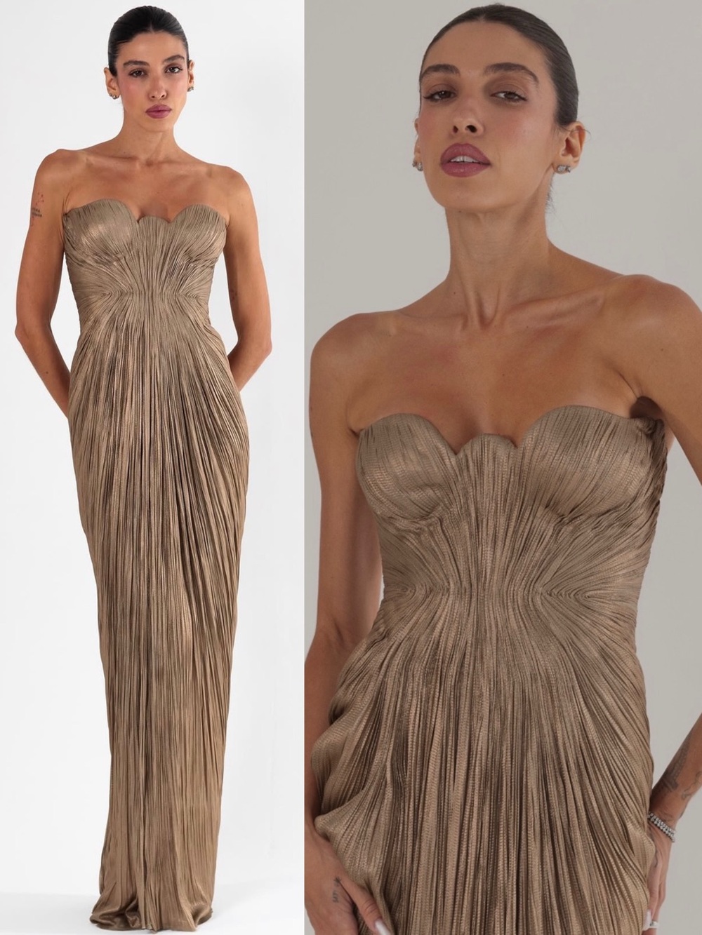 Maria Lucia Hohan Jasleen Maxi Bronze Foil Corset US 4